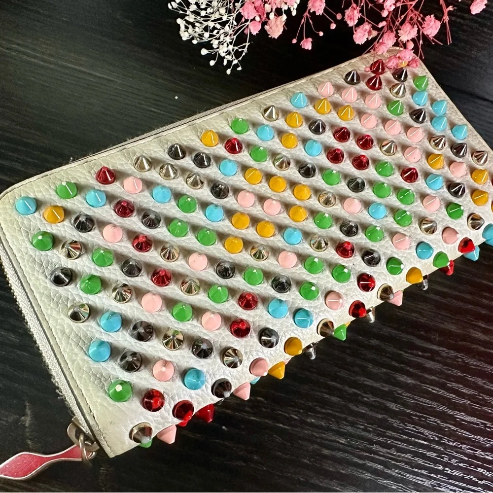 Christian Louboutin multicolored Studded Leather Continental Wallet - Picture 6 of 12
